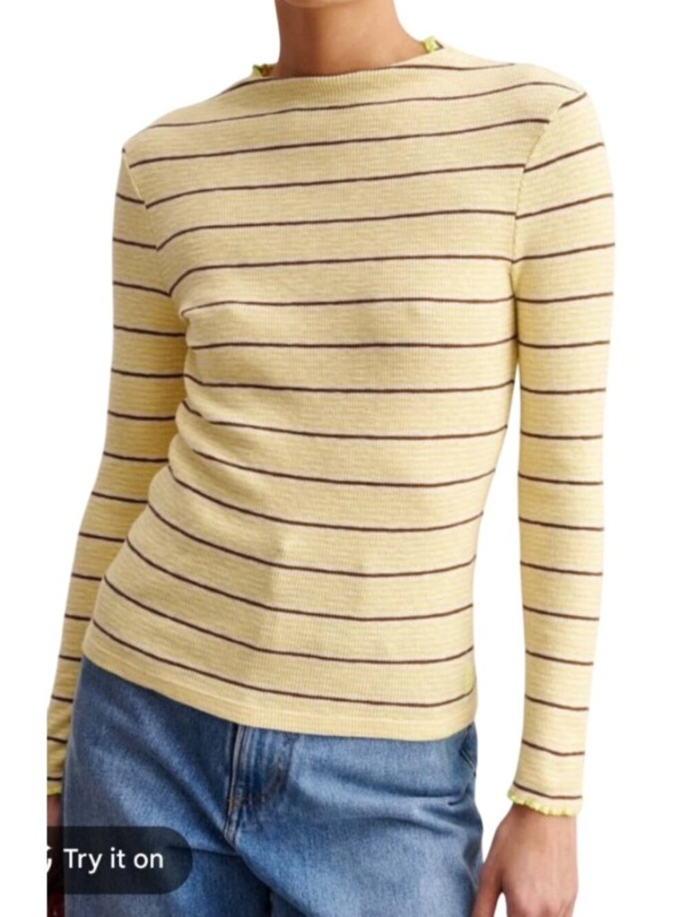 Bellerose Niba Top Women's Size 1 Multicolor Striped Long Sleeve Round Neck